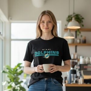 Miami Dolphins 47 Brand Fitted Tee Black Womens NFL Shirt M/L
